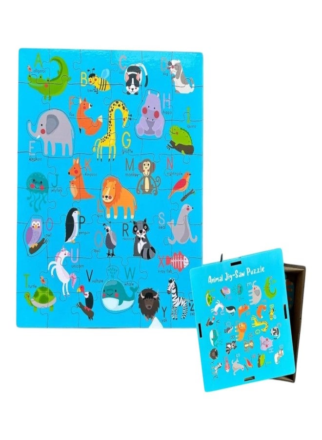 Kiddiwinks Alphabet Animal Jigsaw Puzzle for Kids - A-Z Learning Puzzle with Animal Shapes - Fun and Educational Toy for Toddlers and Preschoolers - Image 1